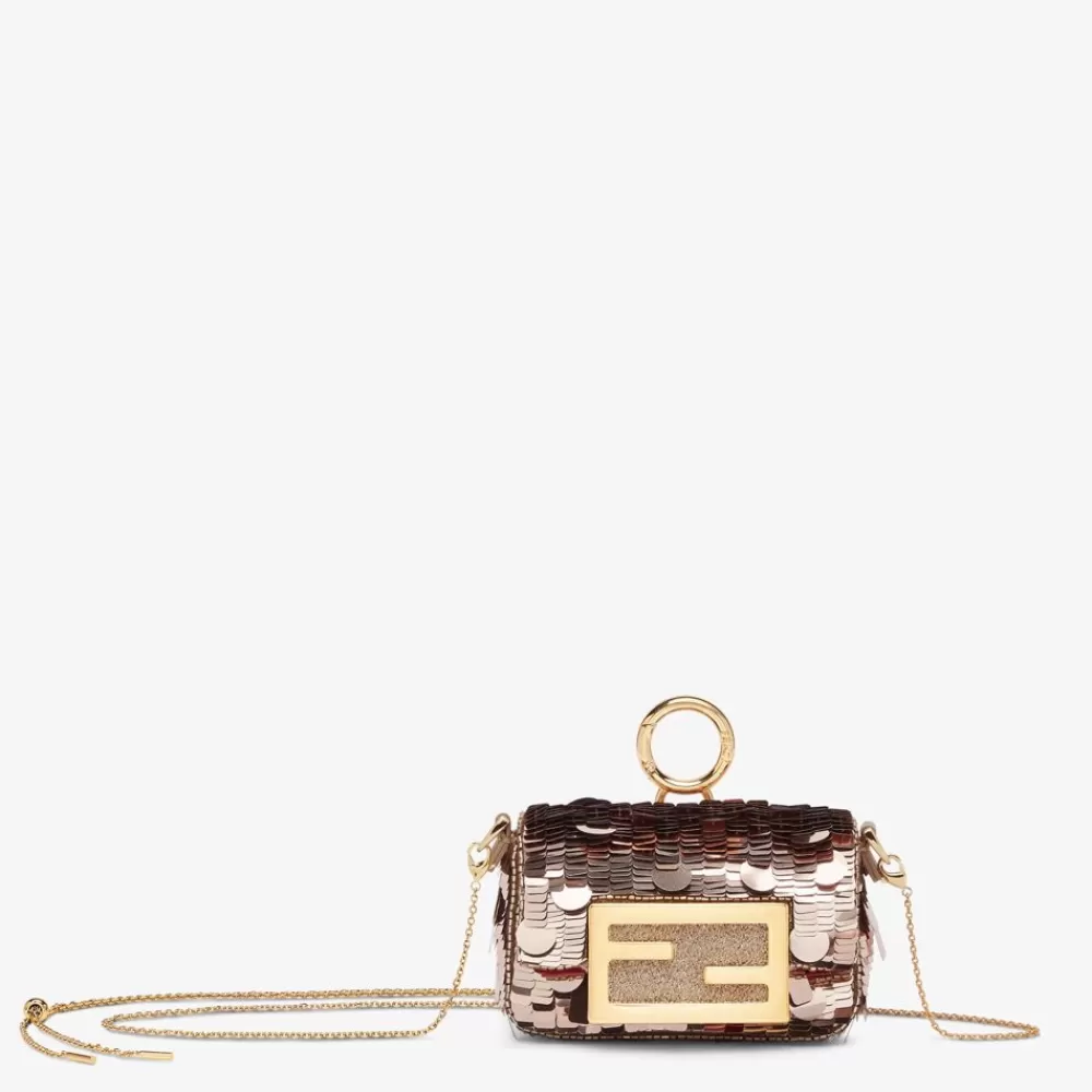 Miniature Bags>Fendi Charm In Paillettes Bronzo