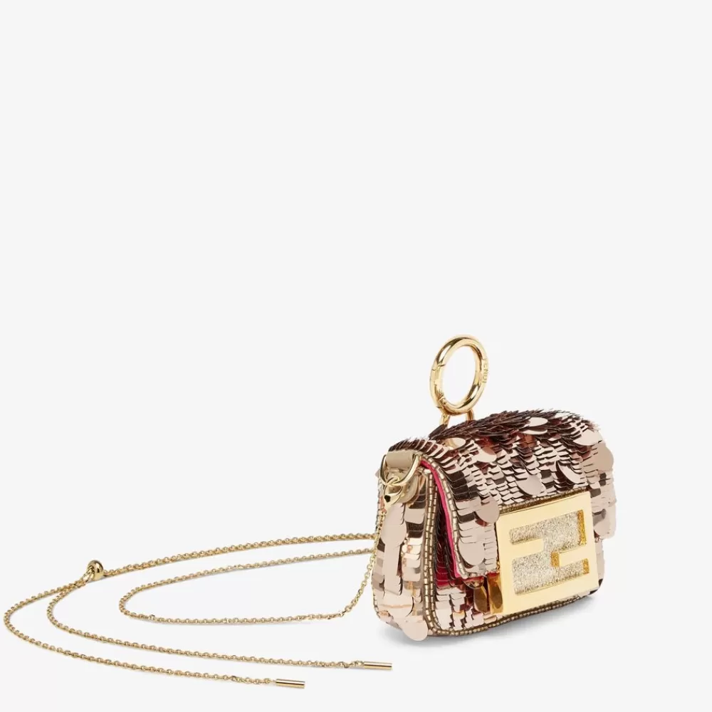 Miniature Bags>Fendi Charm In Paillettes Bronzo