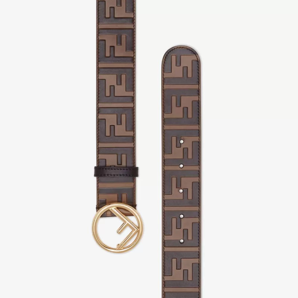 Cinture>Fendi Cintura In Pelle Ff Marrone