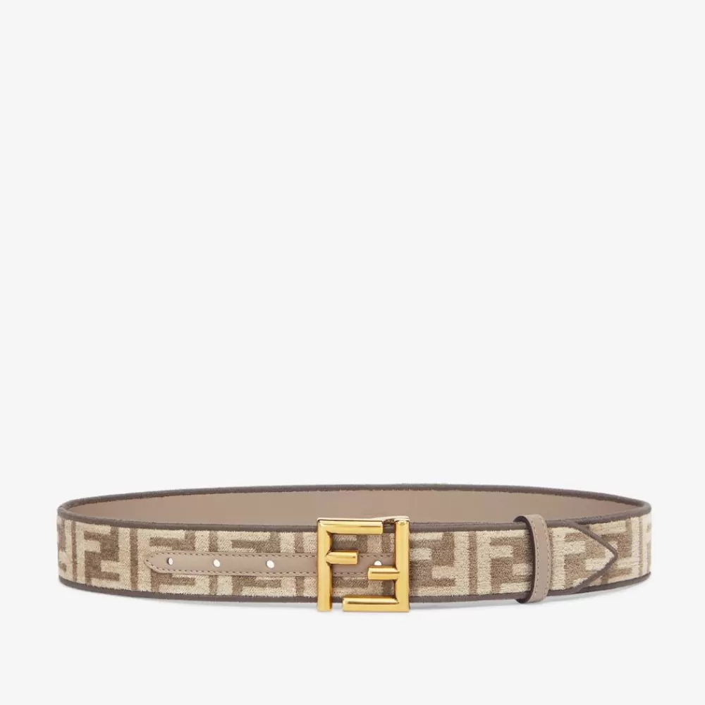 Cinture>Fendi Cintura In Tessuto Jacquard Ff Tortora