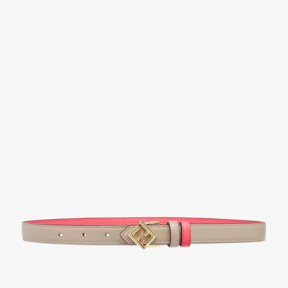 Cinture>Fendi Cintura Reversibile In Pelle Beige E Rosa