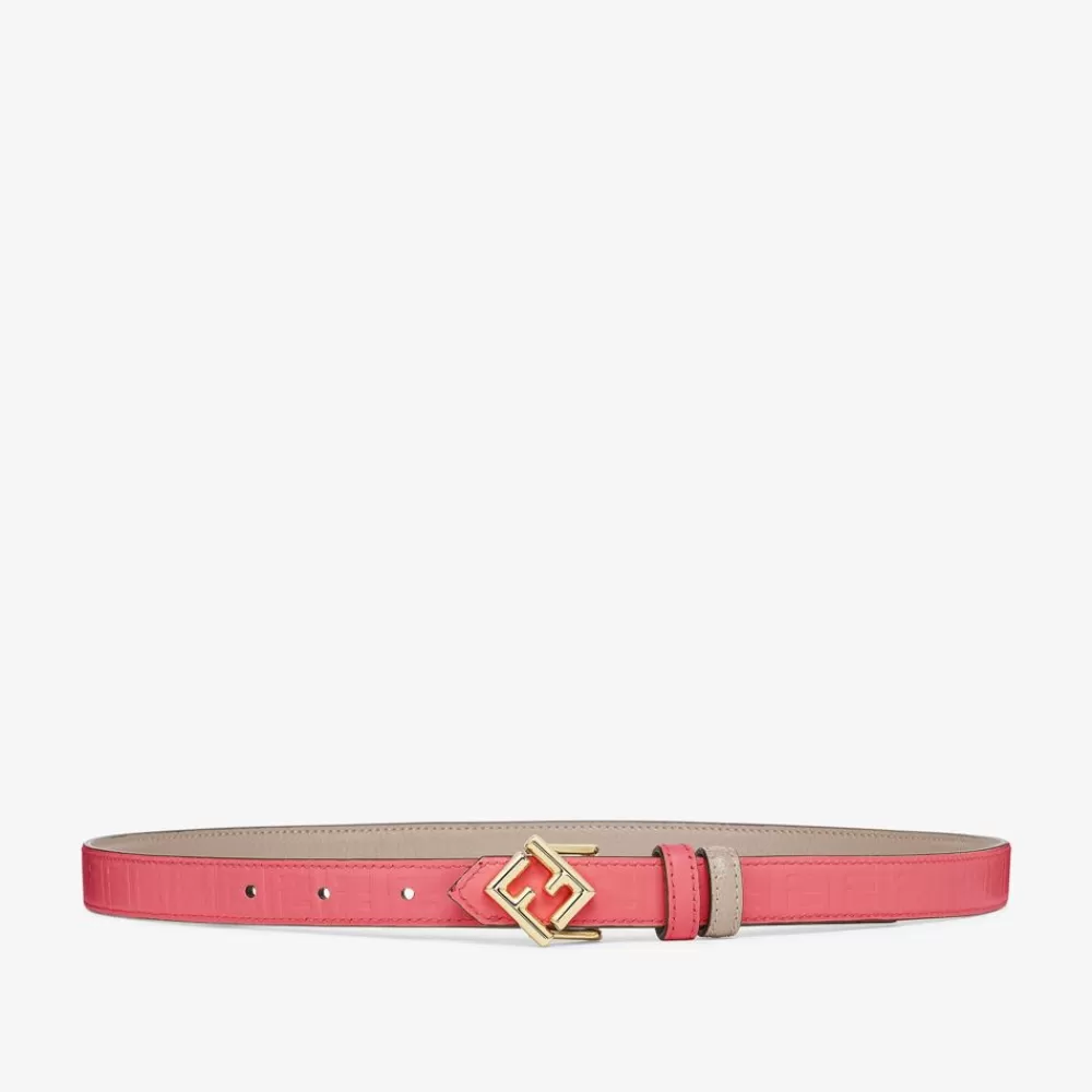 Cinture>Fendi Cintura Reversibile In Pelle Beige E Rosa