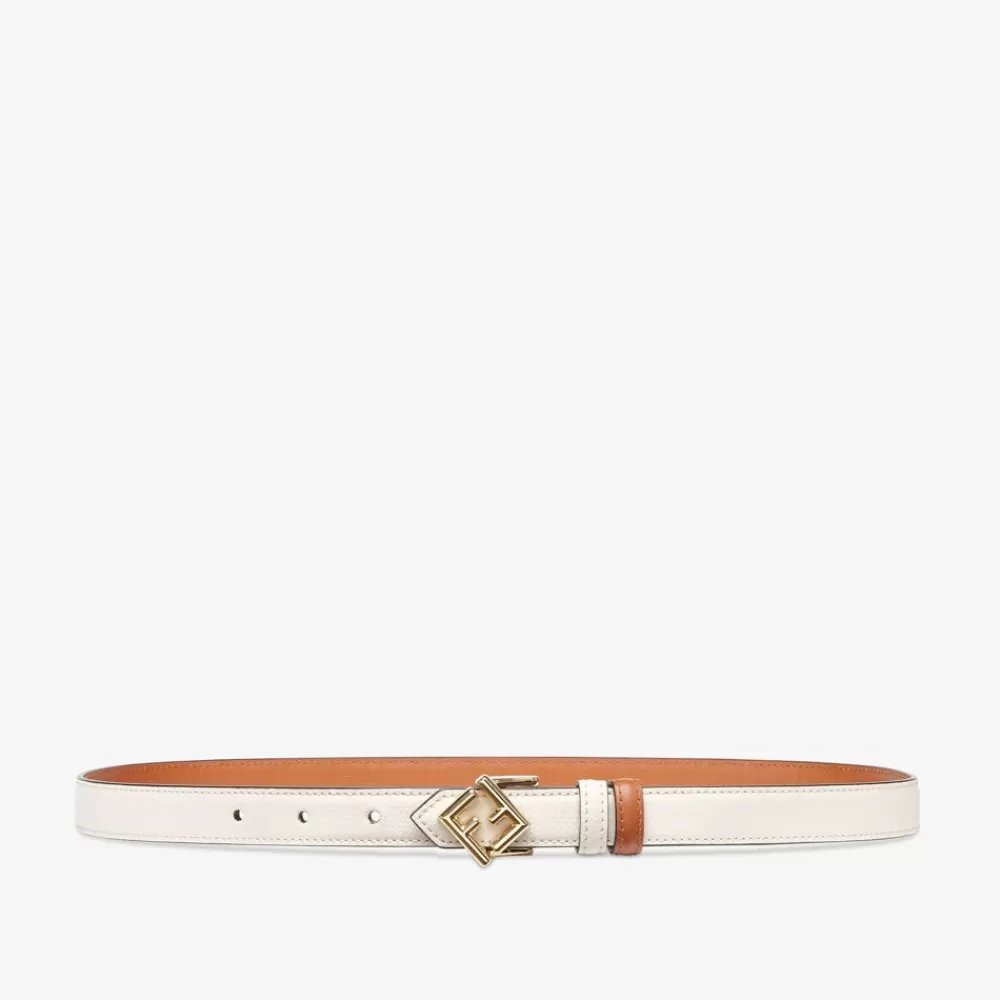 Cinture>Fendi Cintura Reversibile In Pelle Camelia E Marrone