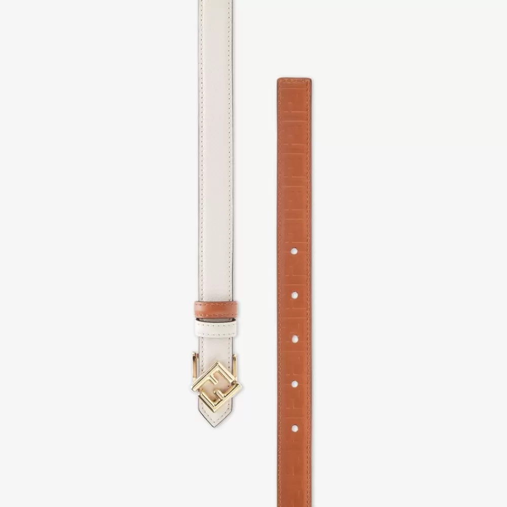 Cinture>Fendi Cintura Reversibile In Pelle Camelia E Marrone