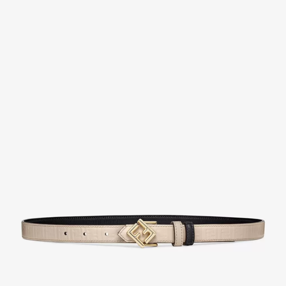 Cinture>Fendi Cintura Reversibile In Pelle Nera E Beige