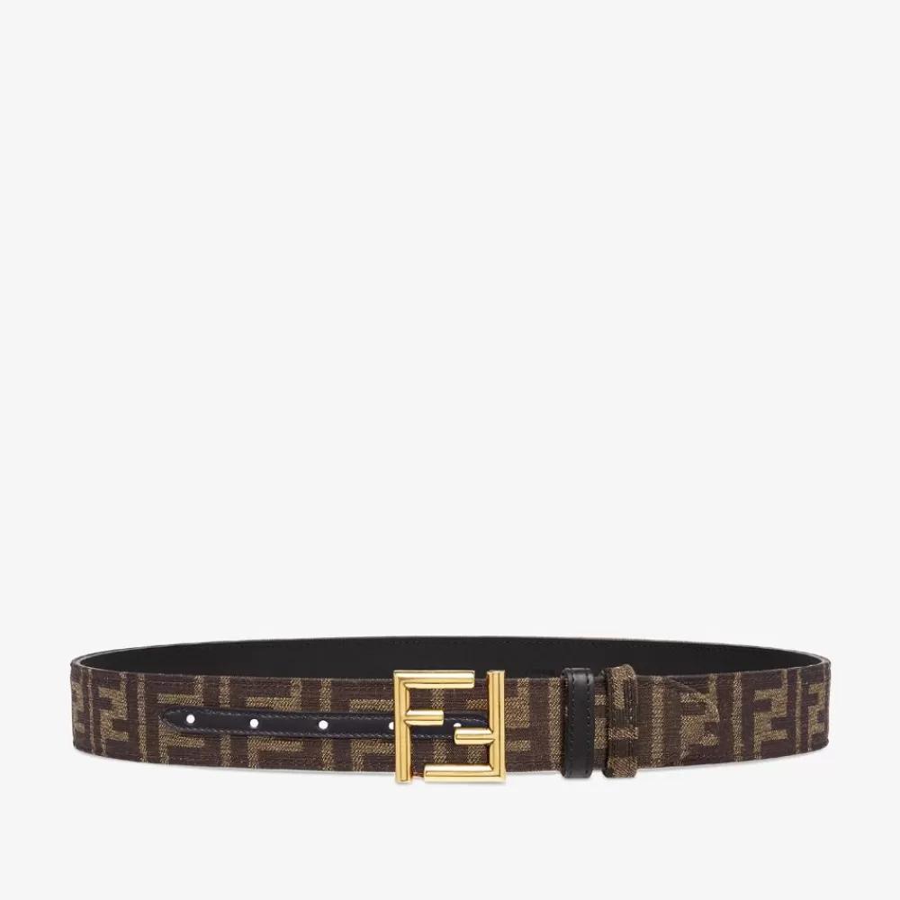 Cinture>Fendi Cintura Reversibile In Pelle Nera E Tessuto Ff