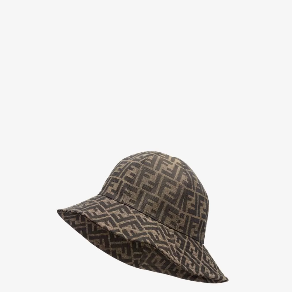 Cappelli E Guanti>Fendi Cloche In Canvas Marrone