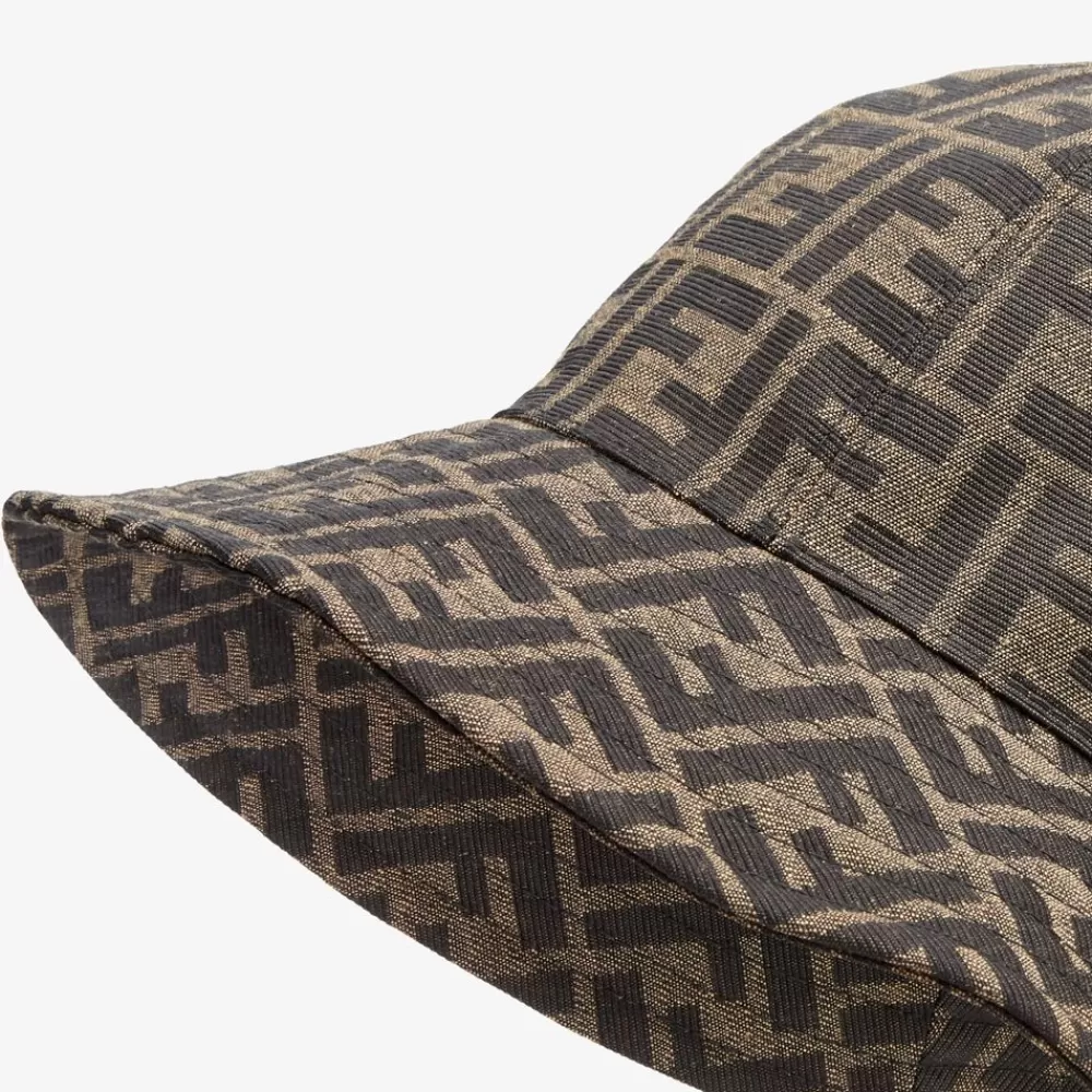Cappelli E Guanti>Fendi Cloche In Canvas Marrone