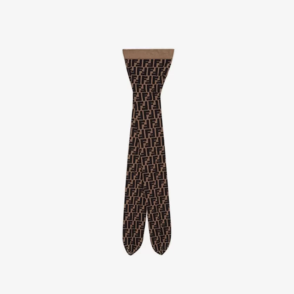 Accessori E Borse>Fendi Collant In Nylon Marrone
