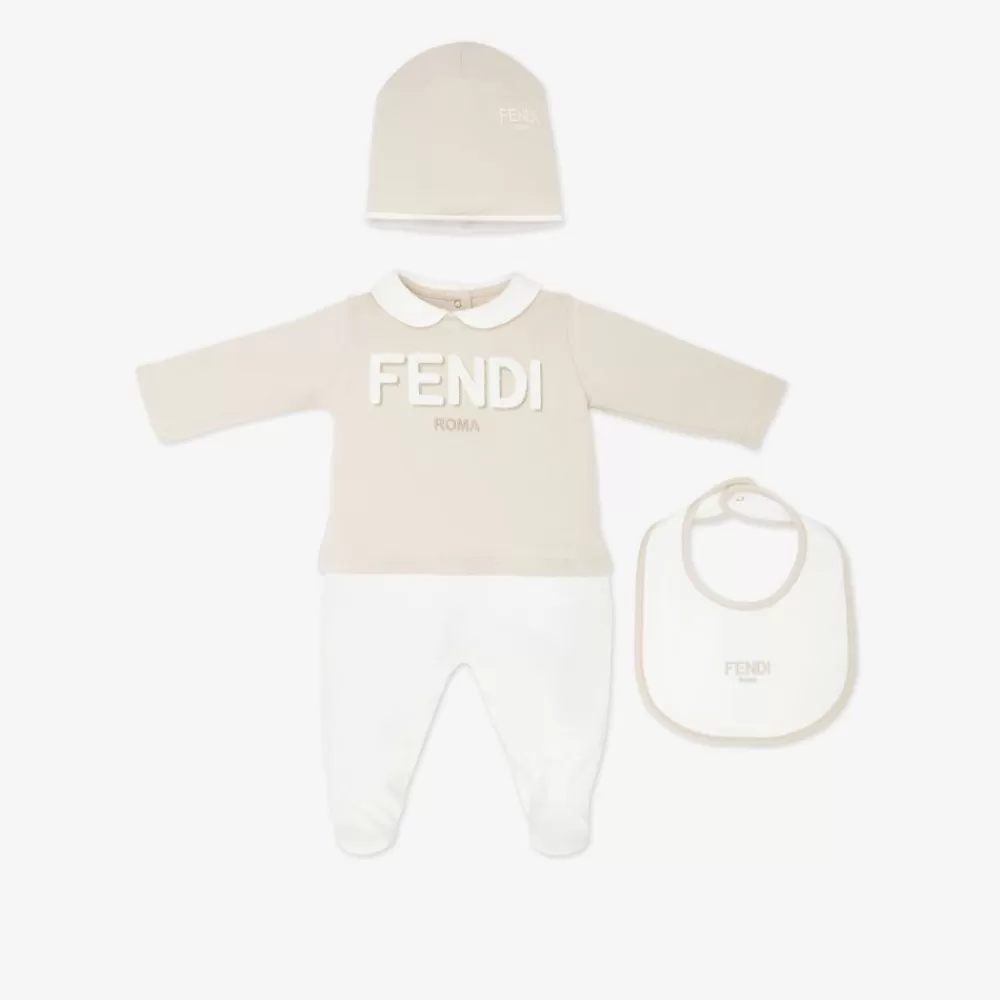 Bambina>Fendi Completino Roma In Jersey Beige