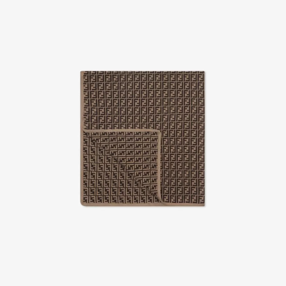 Passeggini E Accessori>Fendi Coperta In Maglia Di Cotone E Cashmere Con Logo Ff