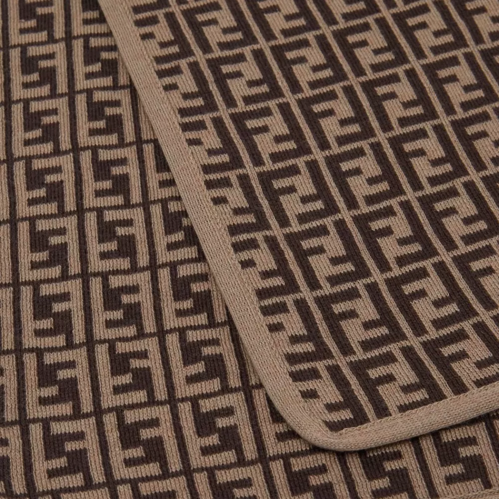 Passeggini E Accessori>Fendi Coperta In Maglia Di Cotone E Cashmere Con Logo Ff