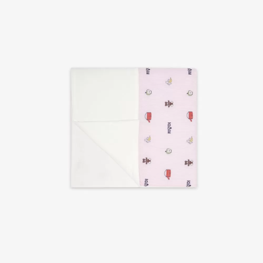 Bambina>Fendi Coperta In Popeline Rosa E Multicolor