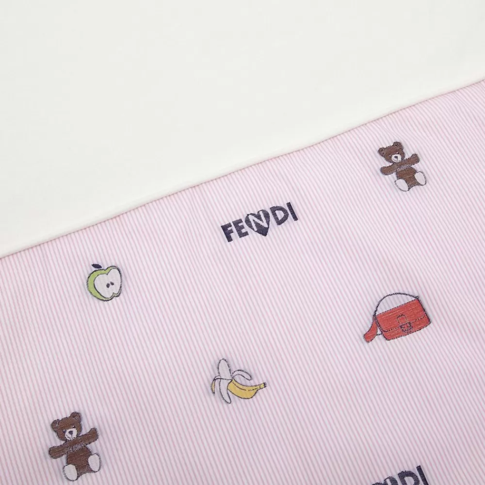 Bambina>Fendi Coperta In Popeline Rosa E Multicolor