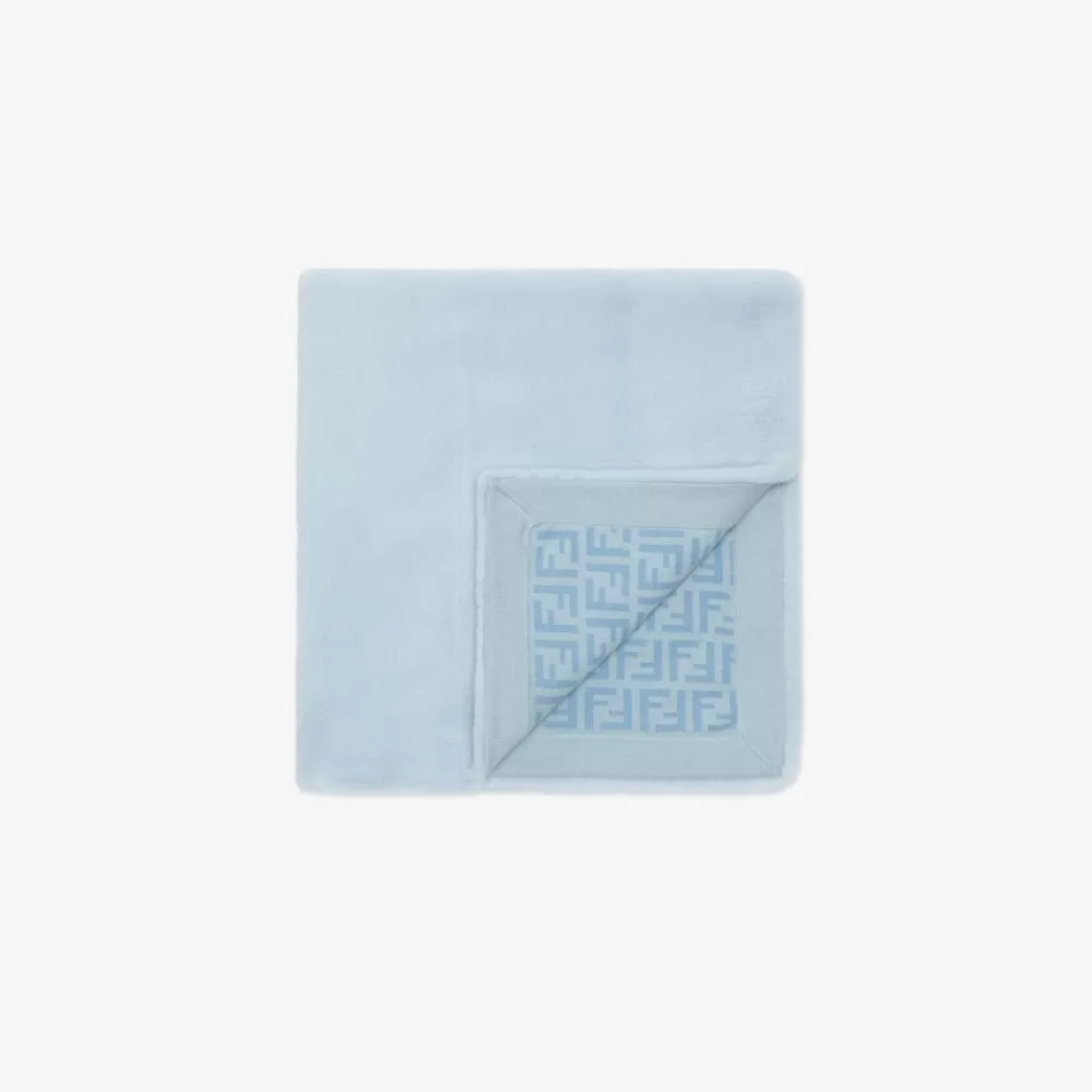 Passeggini E Accessori>Fendi Coperta In Visone Epilato E Maglia Celeste