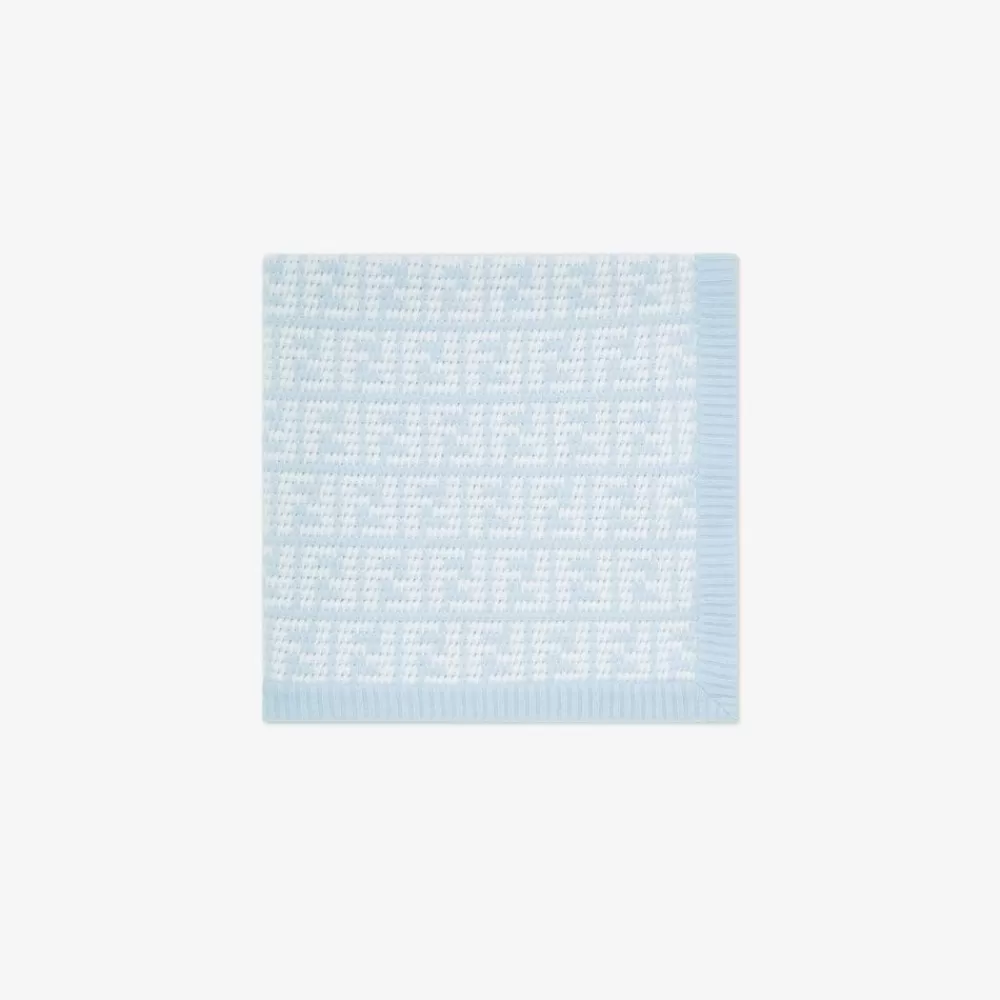Passeggini E Accessori>Fendi Copertina In Cashmere Con Logo Celeste