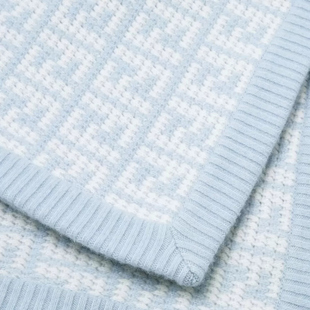Passeggini E Accessori>Fendi Copertina In Cashmere Con Logo Celeste
