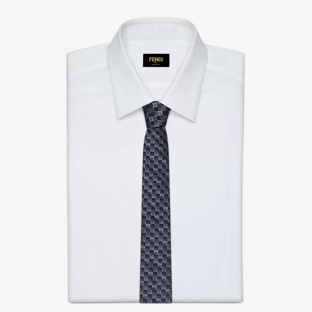 Cravatte>Fendi Cravatta In Seta Azzurra
