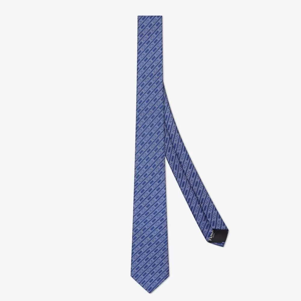 Cravatte>Fendi Cravatta In Seta Blu