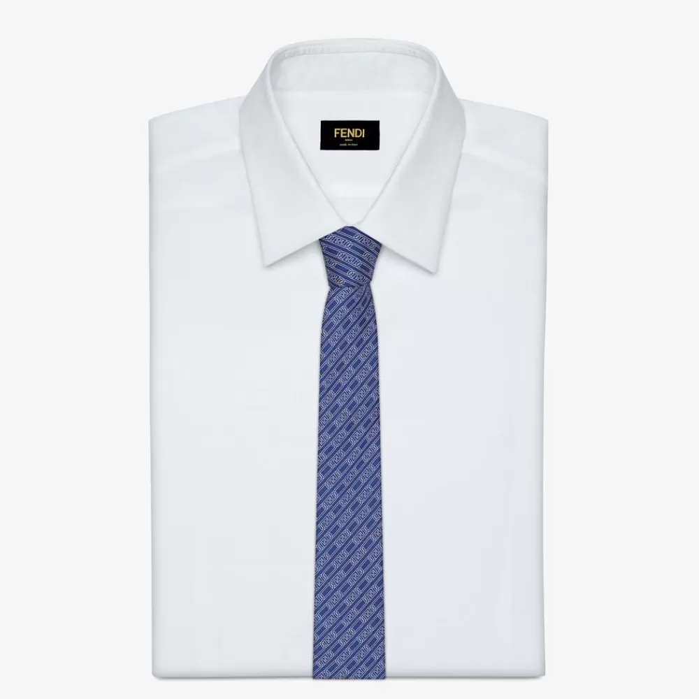 Cravatte>Fendi Cravatta In Seta Blu