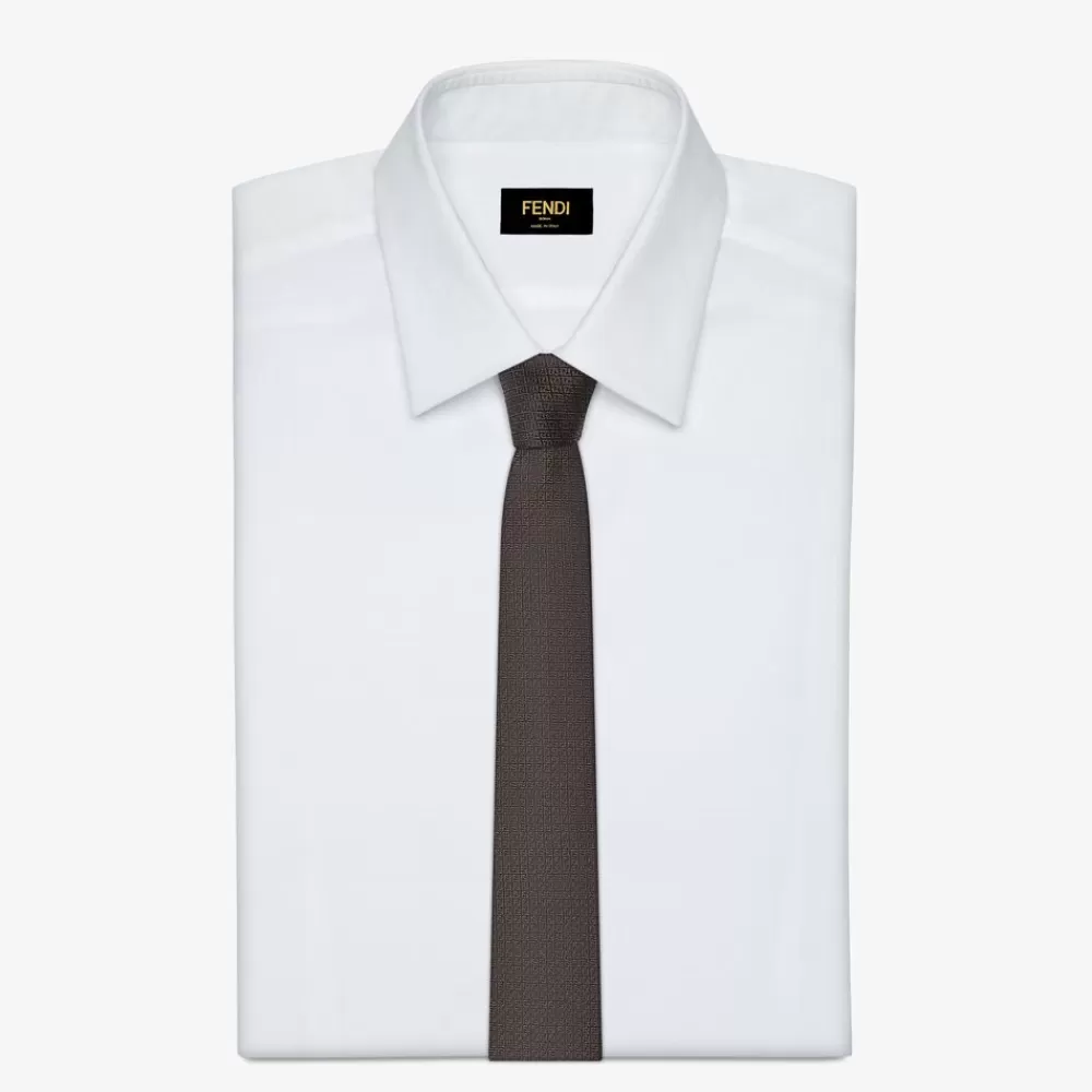 Cravatte>Fendi Cravatta In Seta Marrone