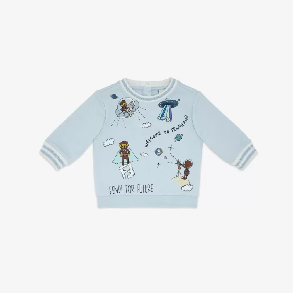 Bambina>Fendi Felpa Baby Celeste E Multicolor