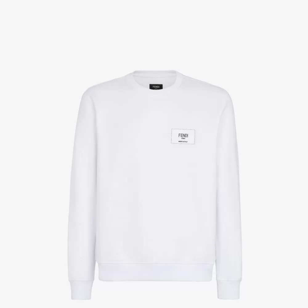 T-Shirt E Felpe>Fendi Felpa In Cotone Bianco