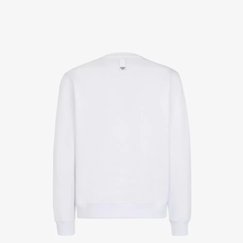T-Shirt E Felpe>Fendi Felpa In Cotone Bianco