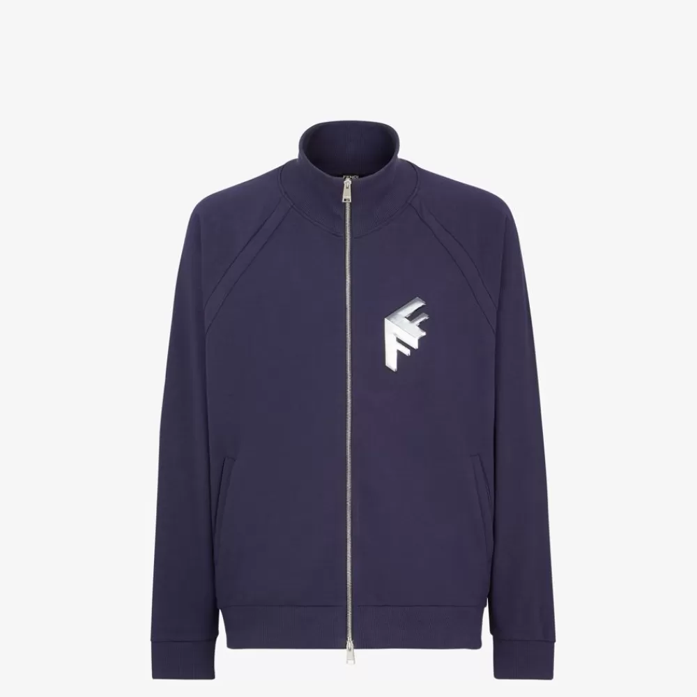 T-Shirt E Felpe>Fendi Felpa In Jersey Blu