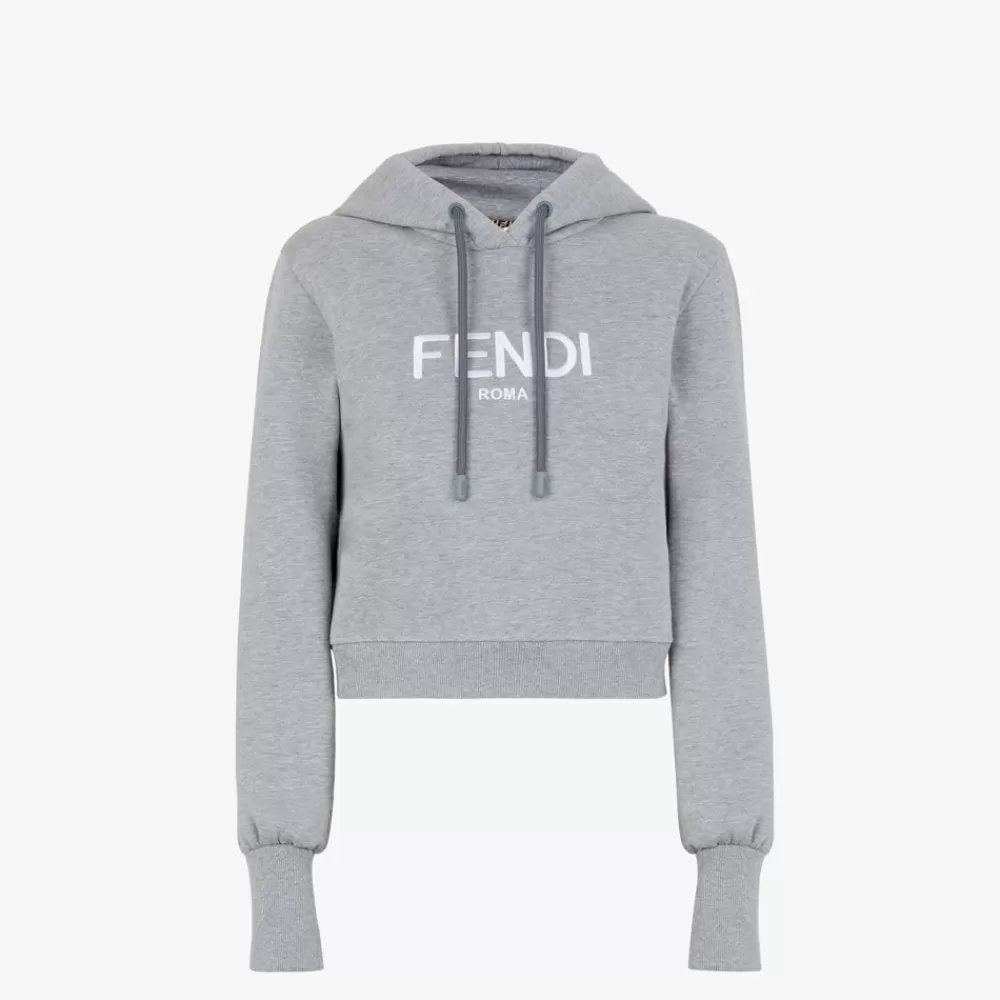 T-Shirt E Felpe>Fendi Felpa In Jersey Grigio Melange