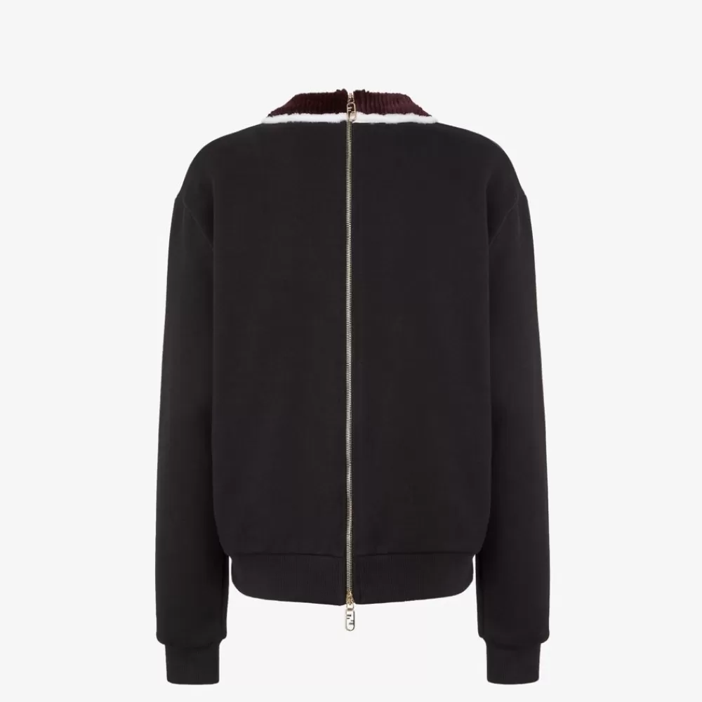 T-Shirt E Felpe>Fendi Felpa In Jersey Nero E Visone