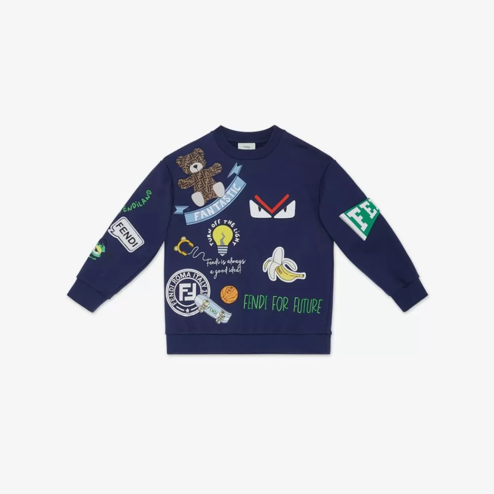 Abbigliamento>Fendi Felpa Junior Blu E Multicolor