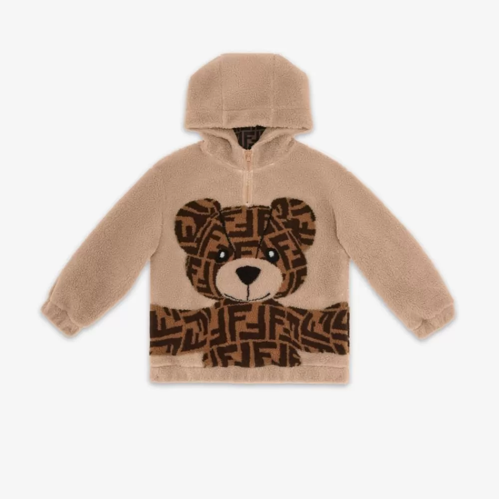 Bambino>Fendi Felpa Orsetto In Lana Beige