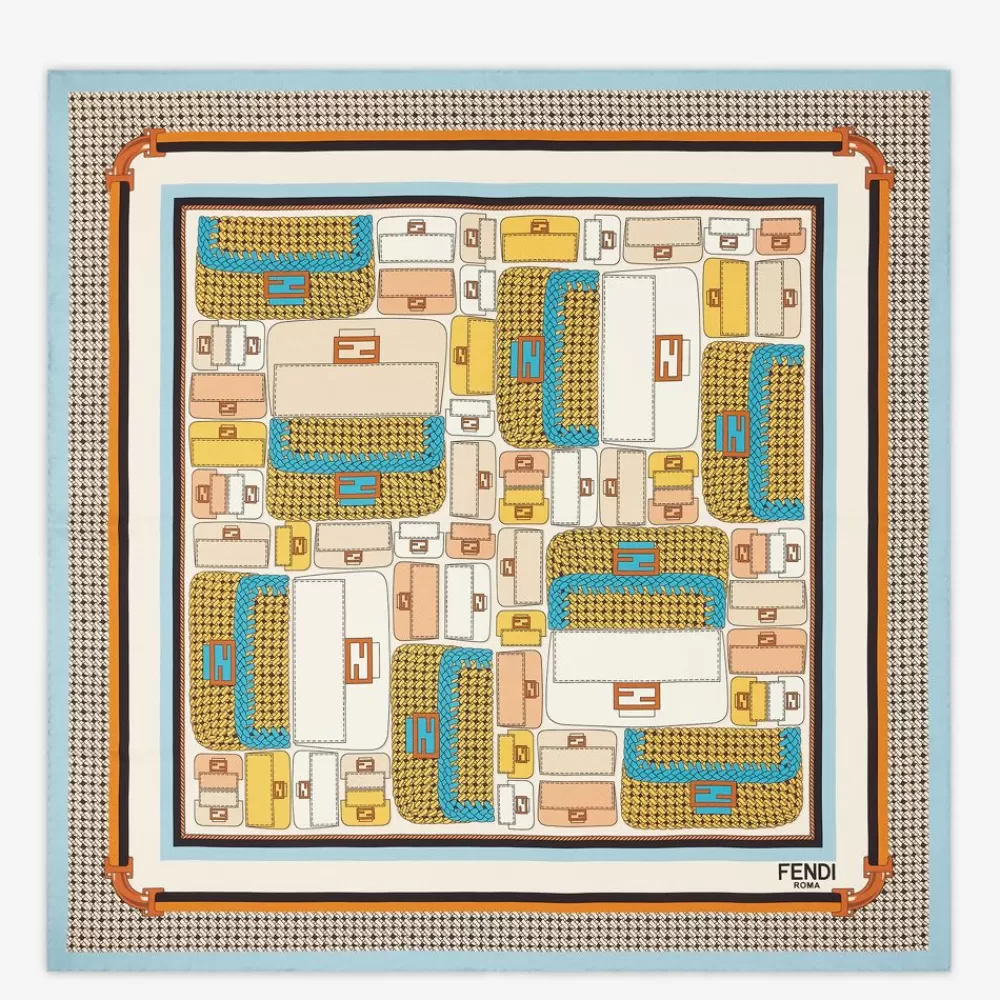Foulard In Seta>Fendi Foulard In Seta Azzurra