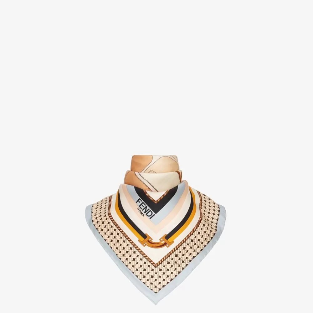 Foulard In Seta>Fendi Foulard In Seta Azzurra