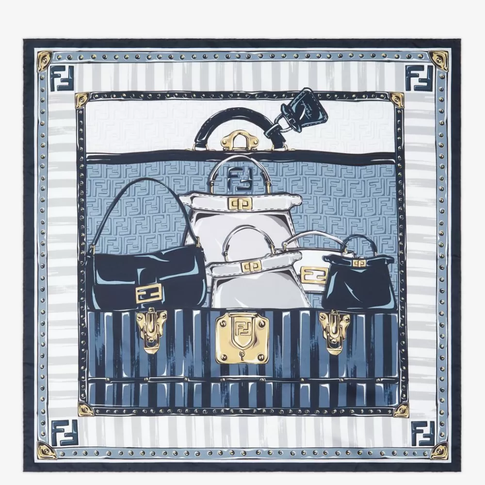 Foulard In Seta>Fendi Foulard In Seta Blu
