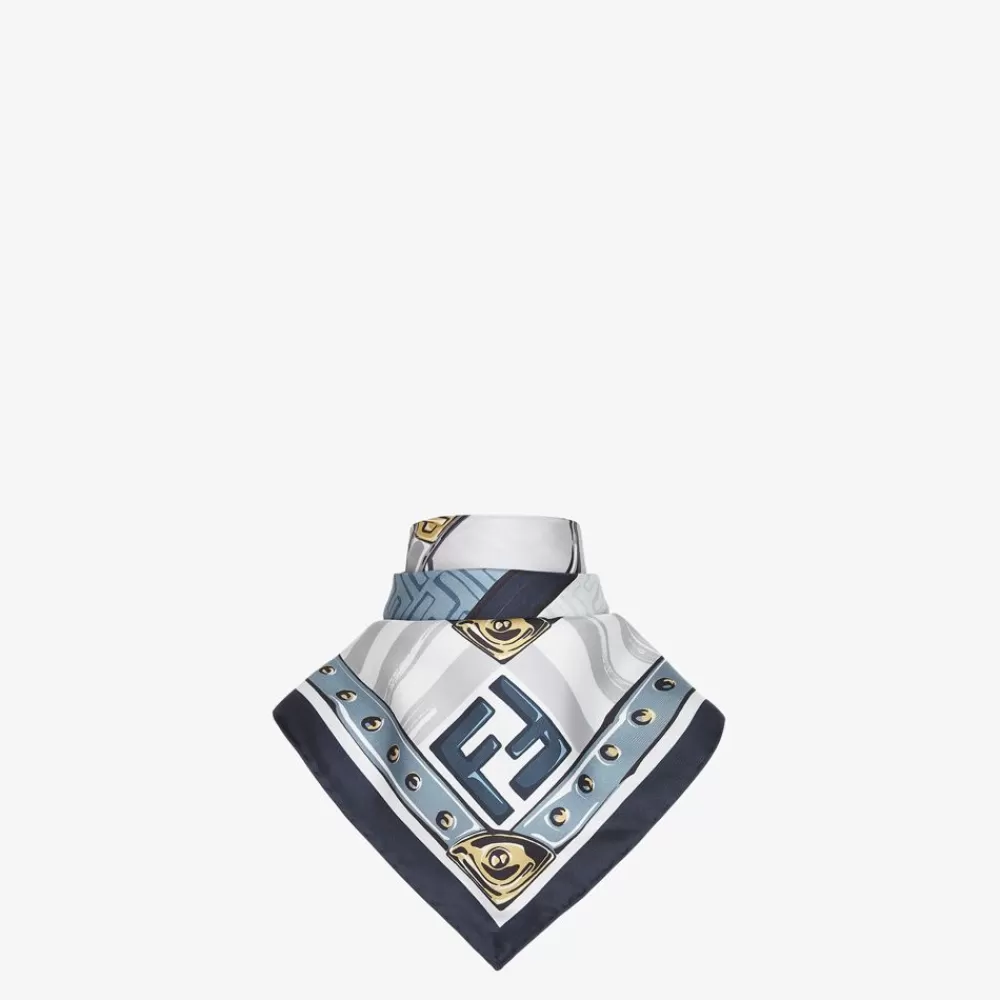 Foulard In Seta>Fendi Foulard In Seta Blu