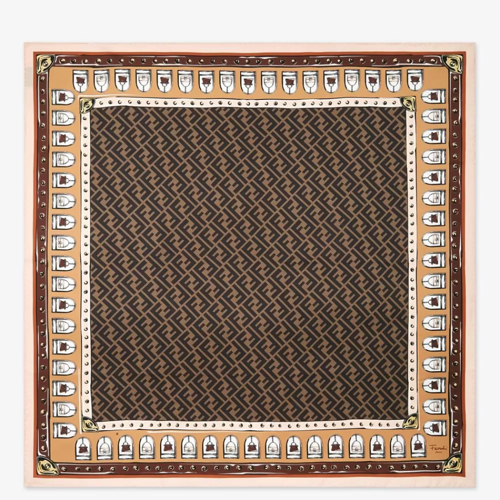 Foulard In Seta>Fendi Foulard In Seta Marrone