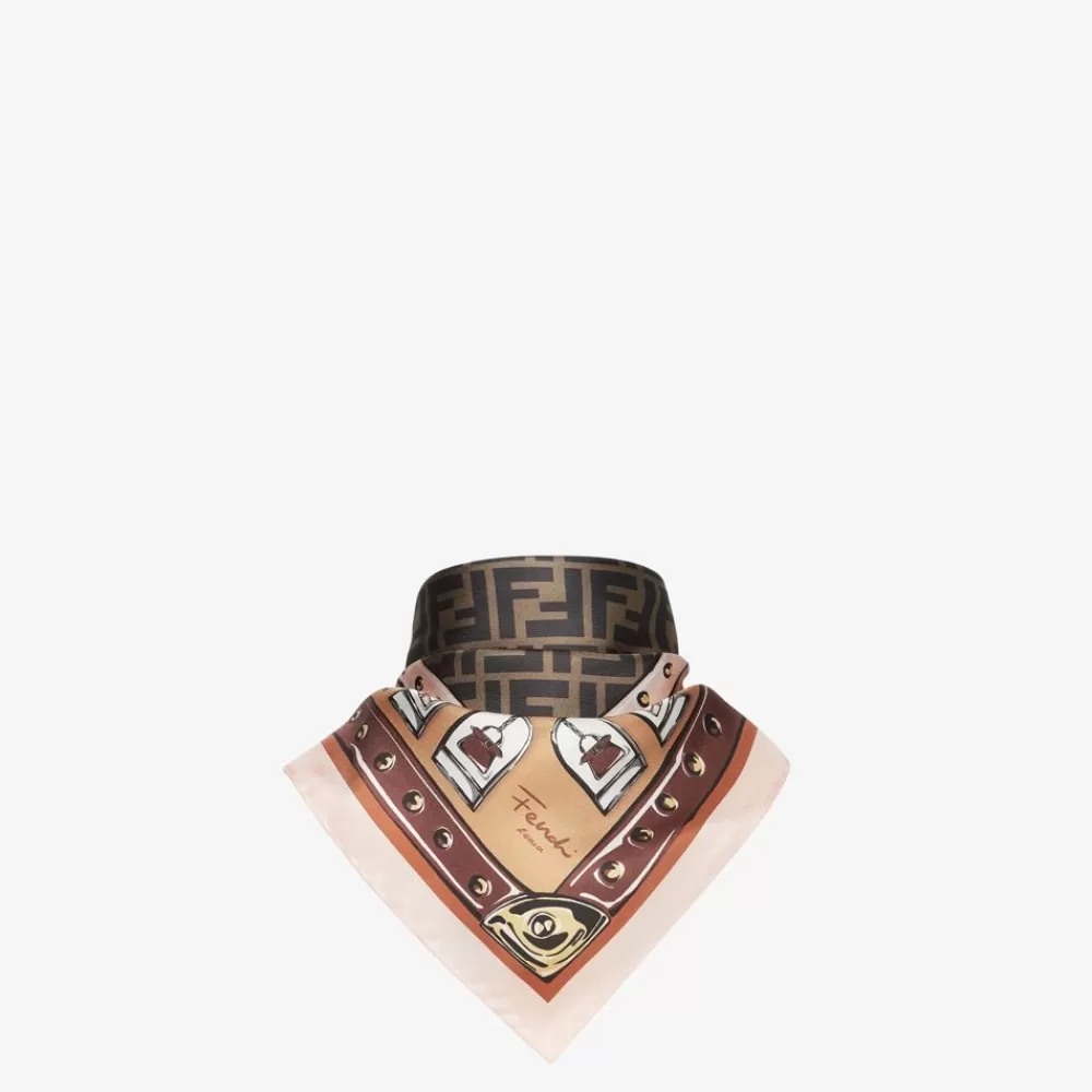 Foulard In Seta>Fendi Foulard In Seta Marrone