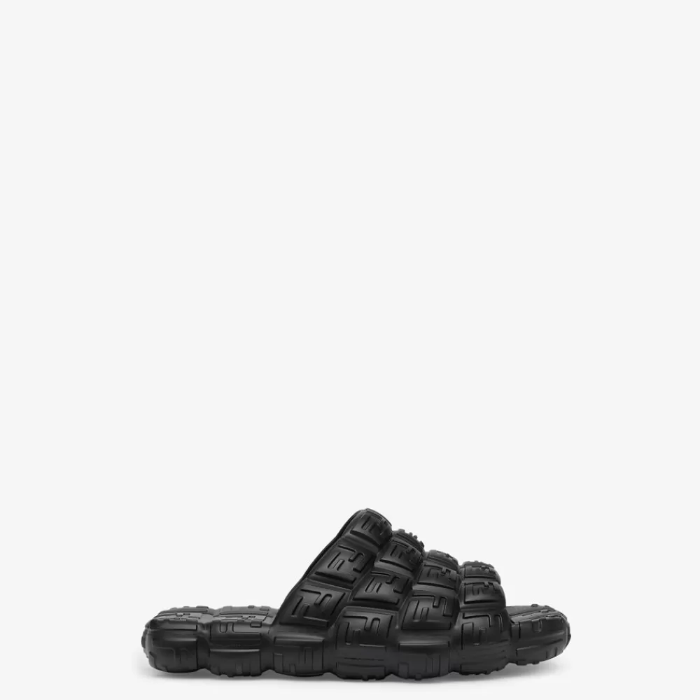 Slides E Sandali>Fendi Fussbet In Gomma Nera