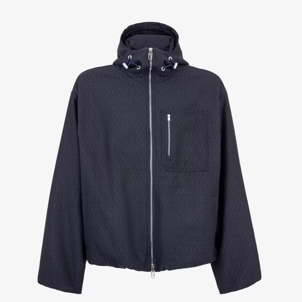Cappotti E Capispalla>Fendi Giacca A Vento In Lana Blu