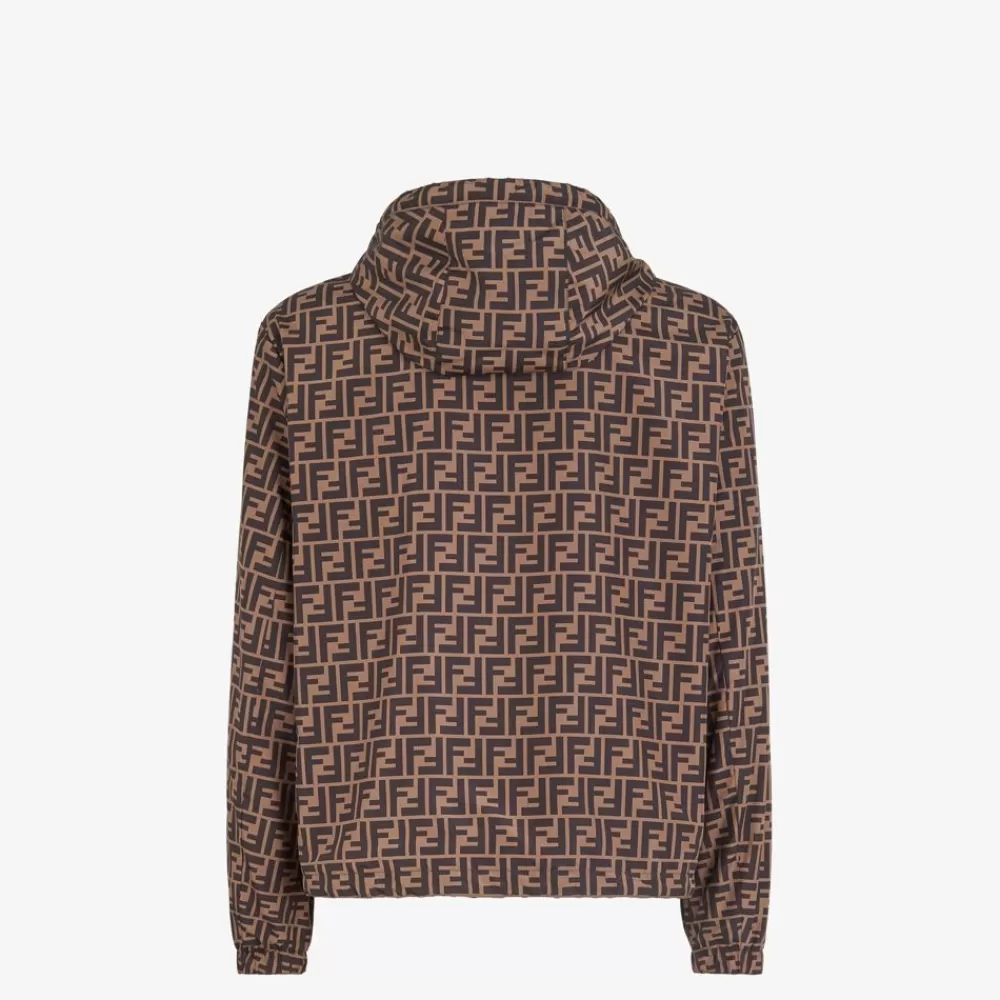 Activewear>Fendi Giacca A Vento In Nylon Marrone