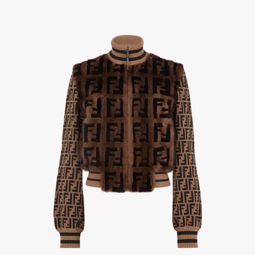 Cappotti E Capispalla>Fendi Giacca Bomber In Pelliccia Di Visone Ad Intarsio E In Maglia