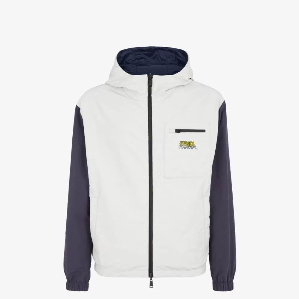 Cappotti E Capispalla>Fendi Giacca Da Golf In Nylon Bianco E Blu