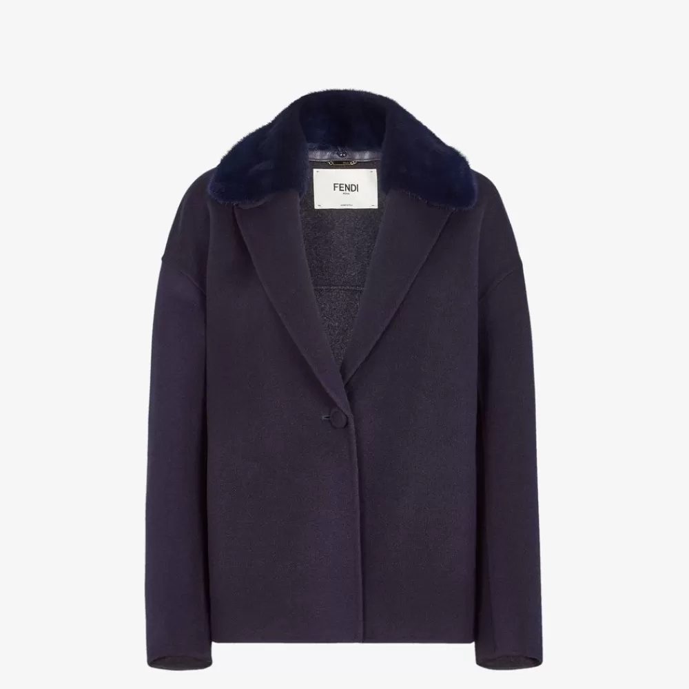Cappotti E Capispalla>Fendi Giacca In Cashmere Blu
