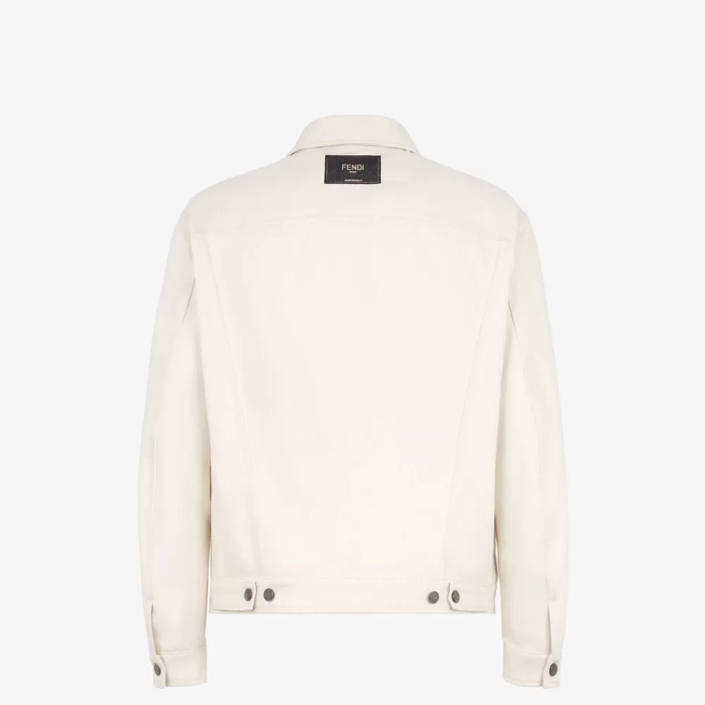 Cappotti E Capispalla>Fendi Giacca In Denim Bianco