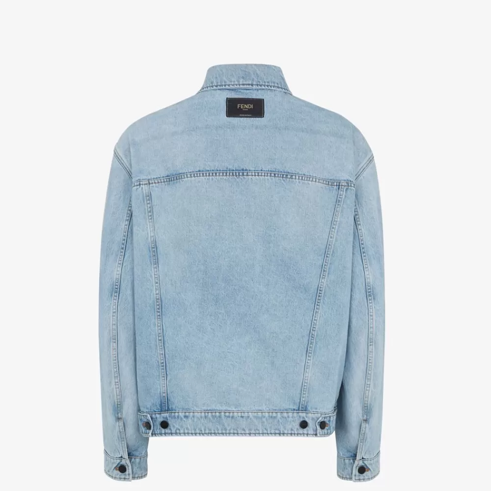Cappotti E Capispalla>Fendi Giacca In Denim Blu