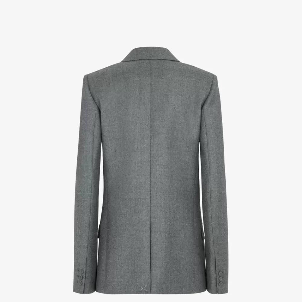 Cappotti E Capispalla>Fendi Giacca In Lana Grigia
