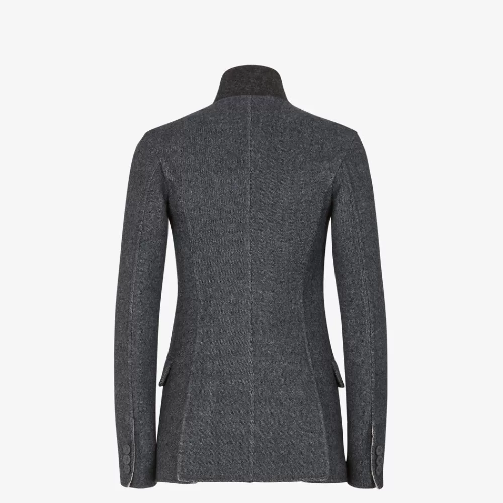 Giacche>Fendi Giacca In Lana Grigio Scuro