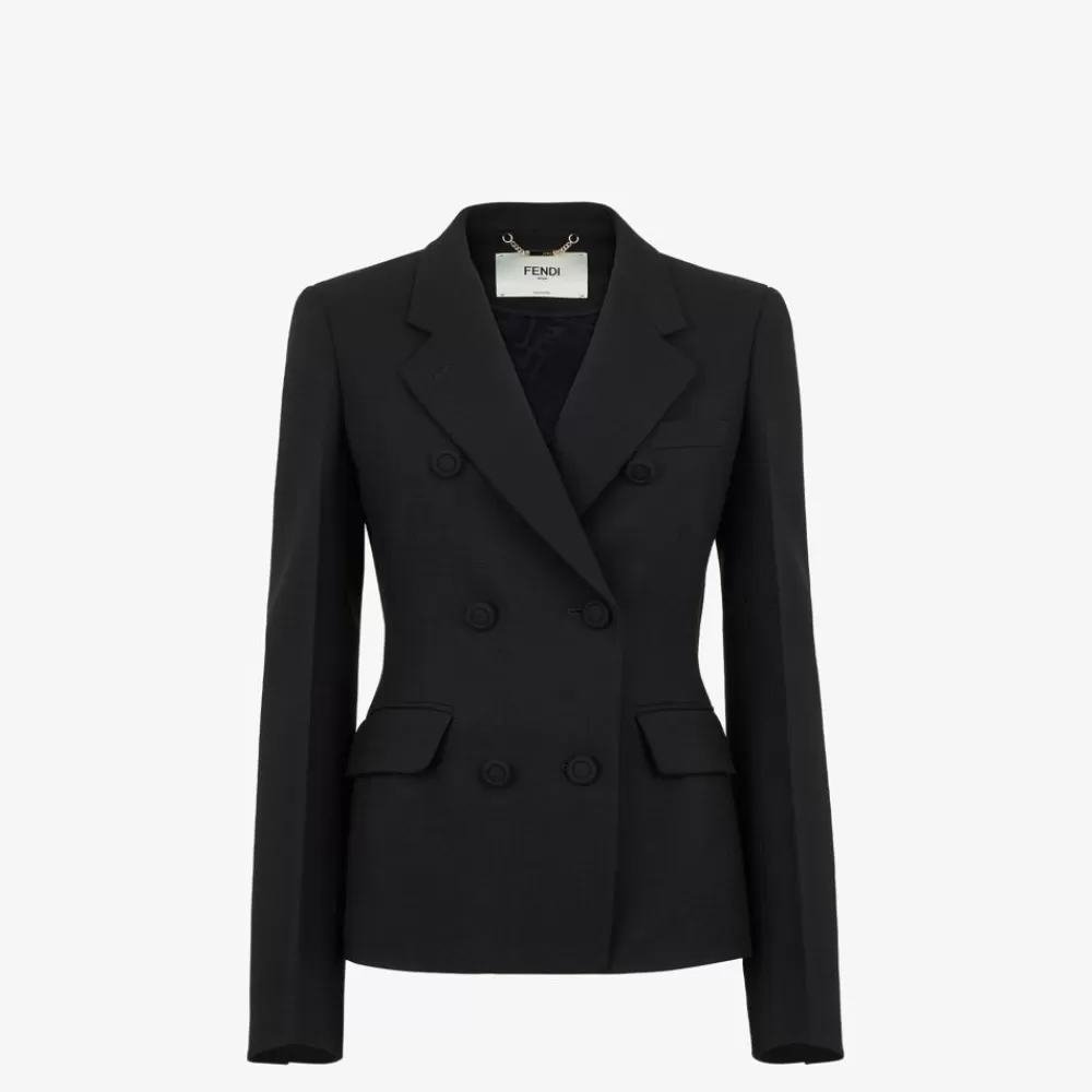 Giacche>Fendi Giacca In Lana Nera